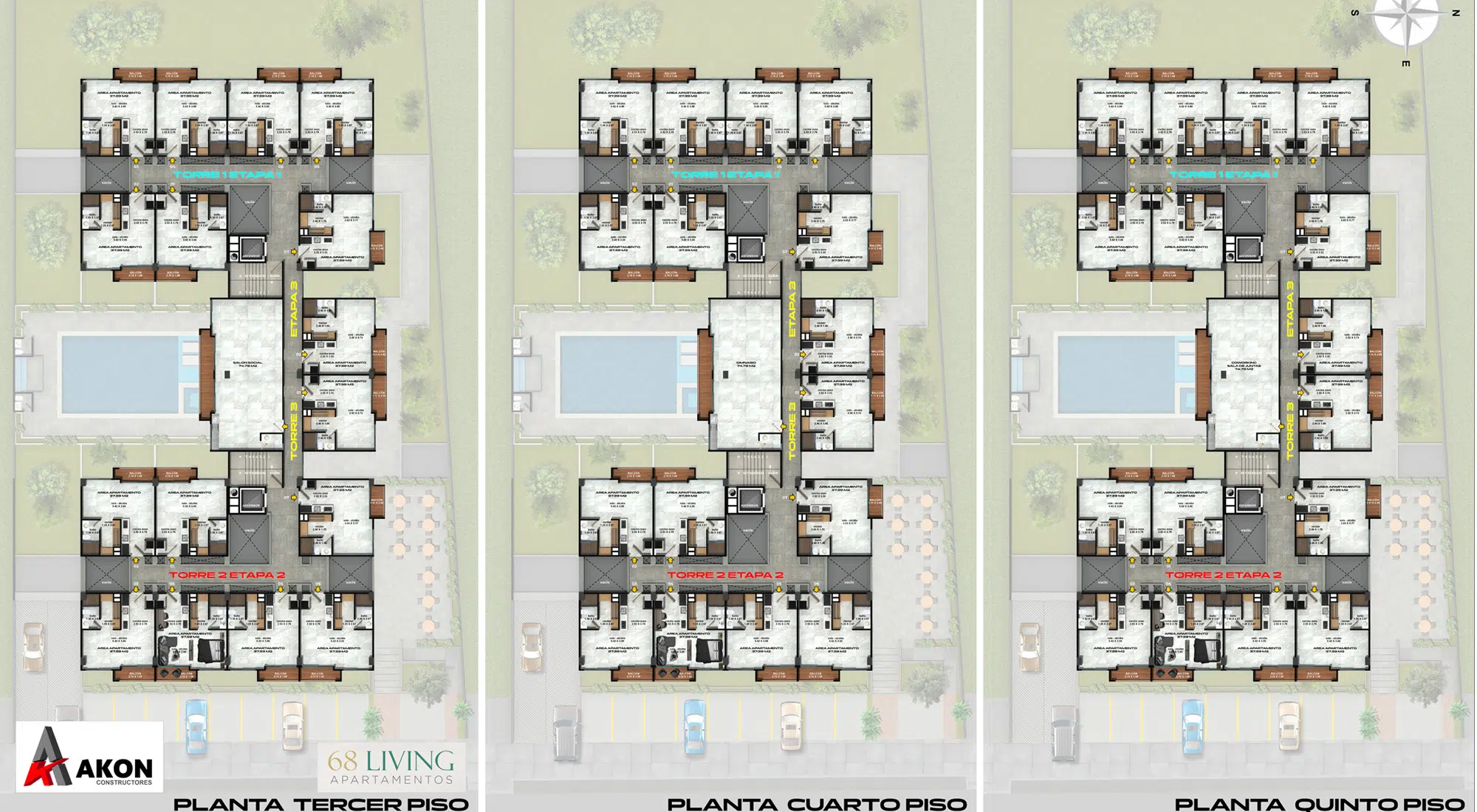 68 Living — Zona BBQ y terraza